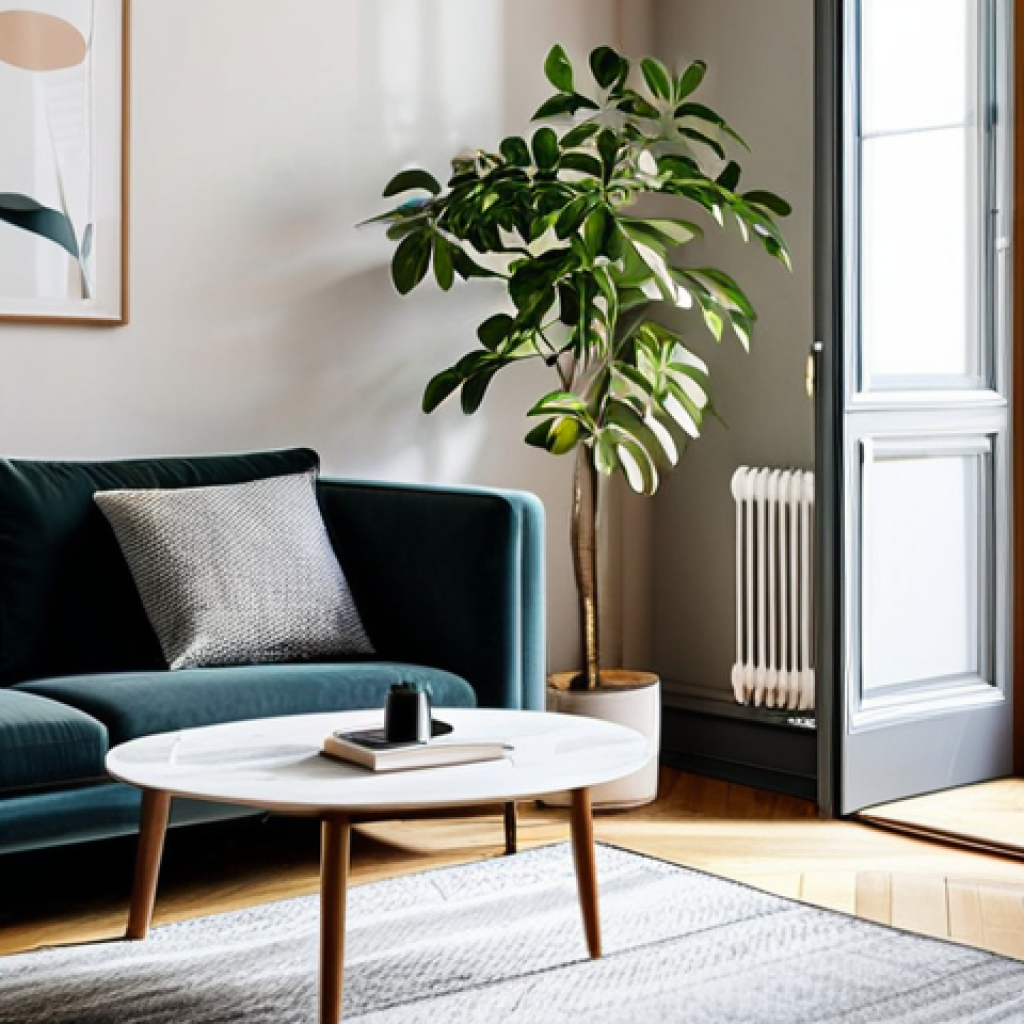 **

"A modern living room in a Parisian apartment, showcasing a stylish floor-standing humidifier. The humidifier is sleek and blends seamlessly with the d&eacute;cor, which includes a comfortable sofa, a coffee table with books, and indoor plants.  Sunlight streams through the window, creating a warm and inviting atmosphere. fully clothed, safe for work, appropriate content, professional interior design photography, perfect anatomy, natural proportions, high quality."

**