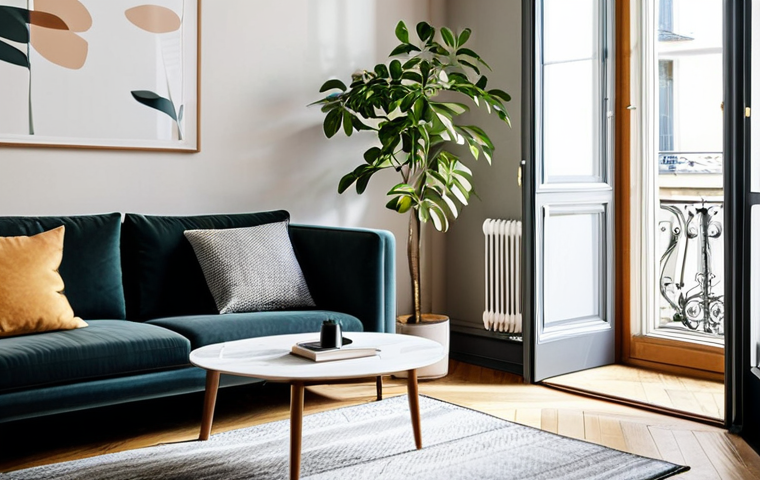 **

"A modern living room in a Parisian apartment, showcasing a stylish floor-standing humidifier. The humidifier is sleek and blends seamlessly with the d&eacute;cor, which includes a comfortable sofa, a coffee table with books, and indoor plants.  Sunlight streams through the window, creating a warm and inviting atmosphere. fully clothed, safe for work, appropriate content, professional interior design photography, perfect anatomy, natural proportions, high quality."

**