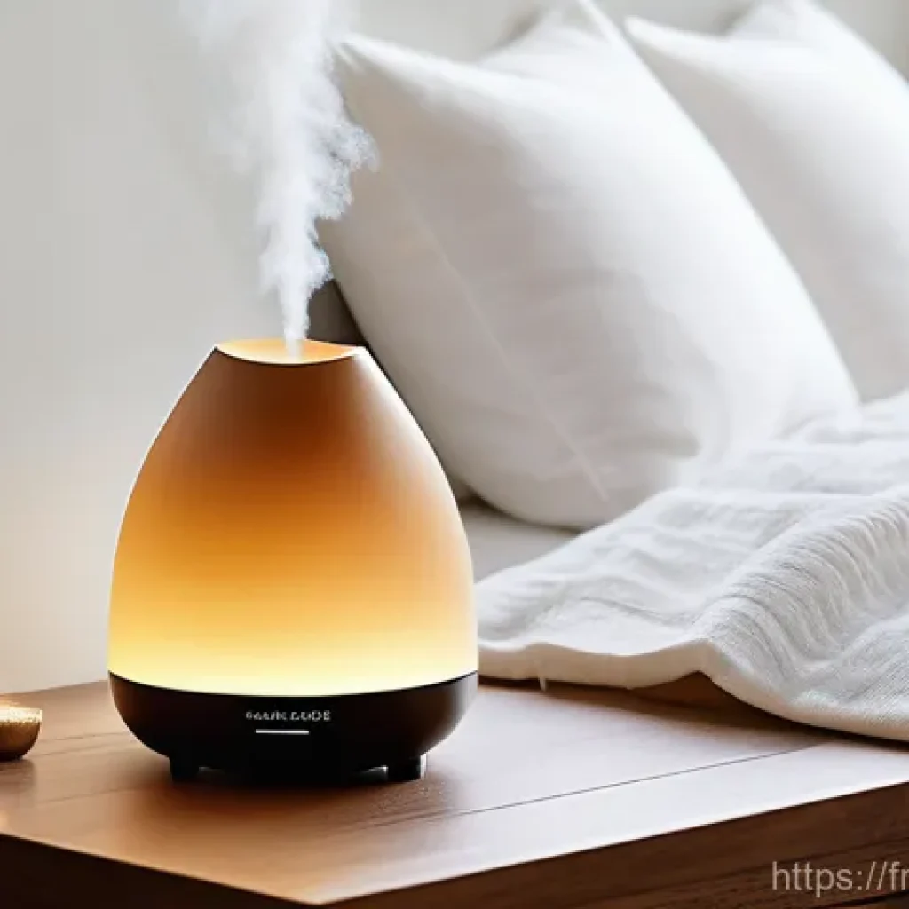 디퓨저 선택 팁 - **Prompt 1: Serene Bedroom Retreat with Ultrasonic Diffuser**
    A cozy, minimalist bedroom bathed ...