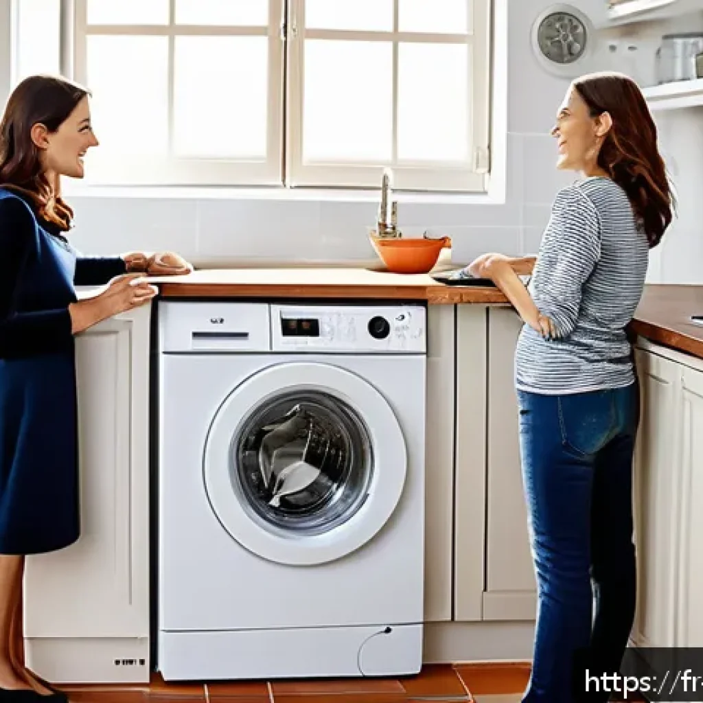 홈가전 고장 사례와 예방 - A modern French kitchen scene featuring a family checking their household appliances for maintenance...